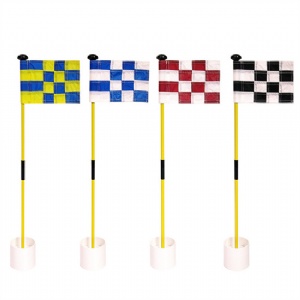 Checkered Golf Putting Green Flag Set